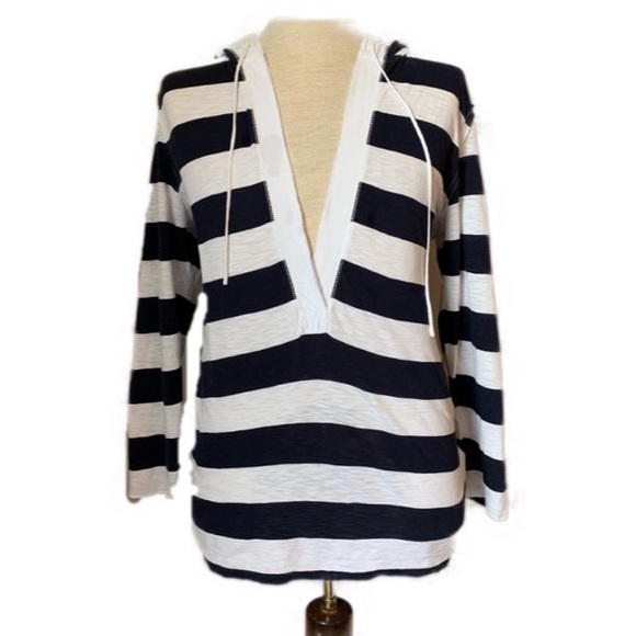 J. Crew Tops - J Crew Oversized Long Sleeved Navy/White Tunic Top